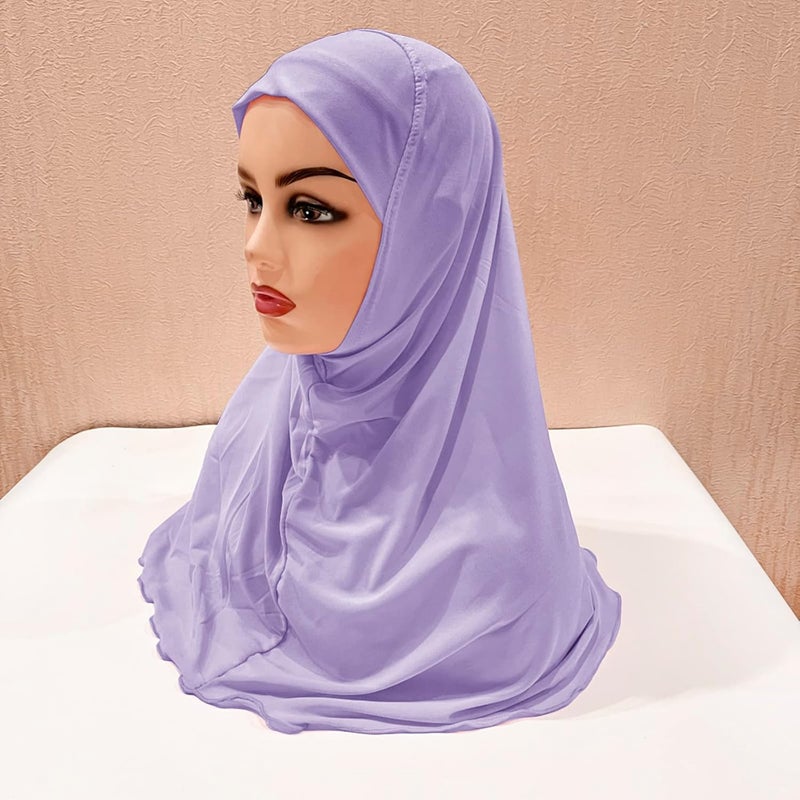 NICEYST Girls Instant Hijab Muslim Arab Scarf Shawls Neck Wrap Kids Islamic Solid Color Headscarf Turban for 7-12 Years Old - Image 5